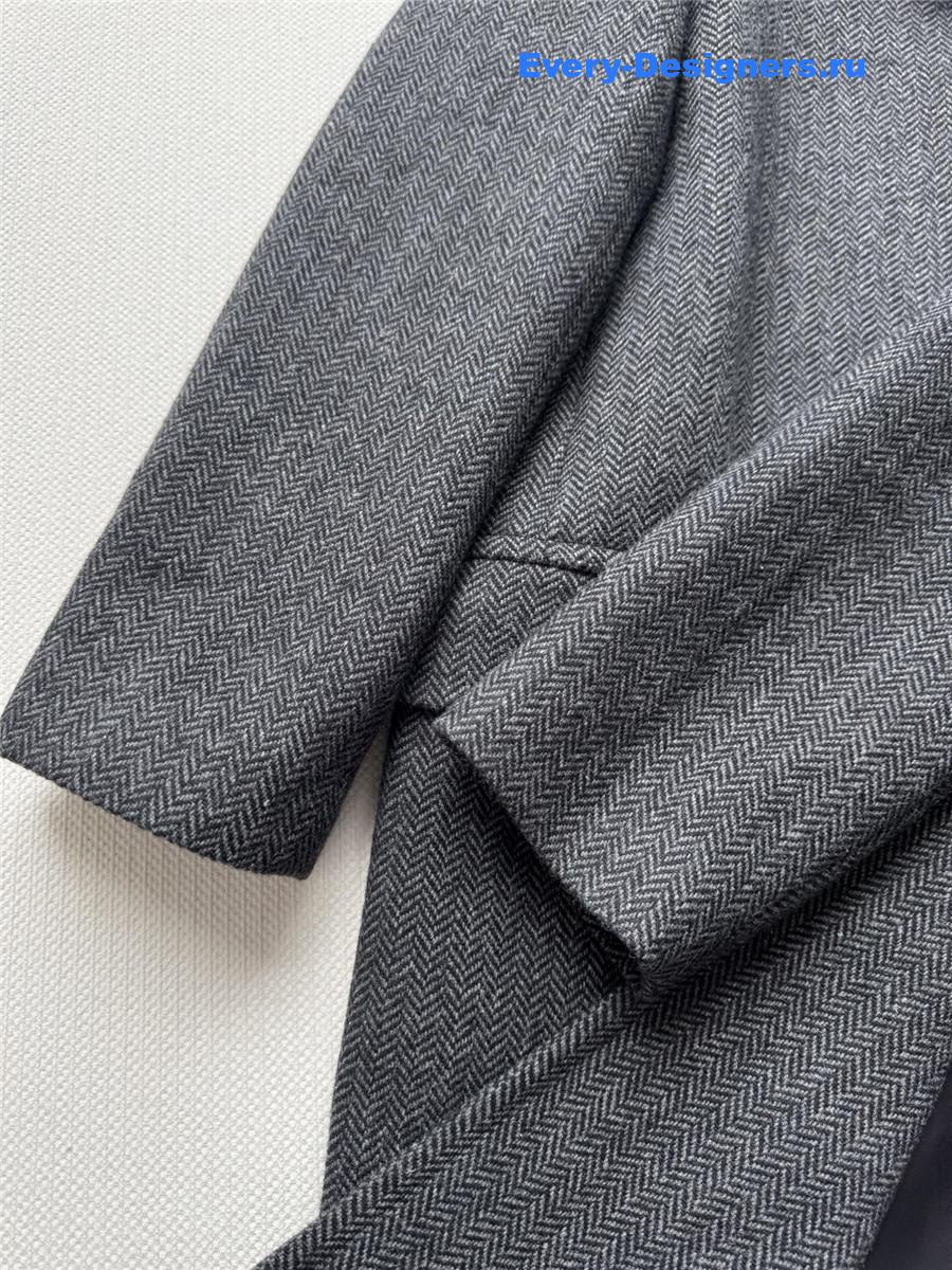 Pra*a single-breasted chevron wool jacket