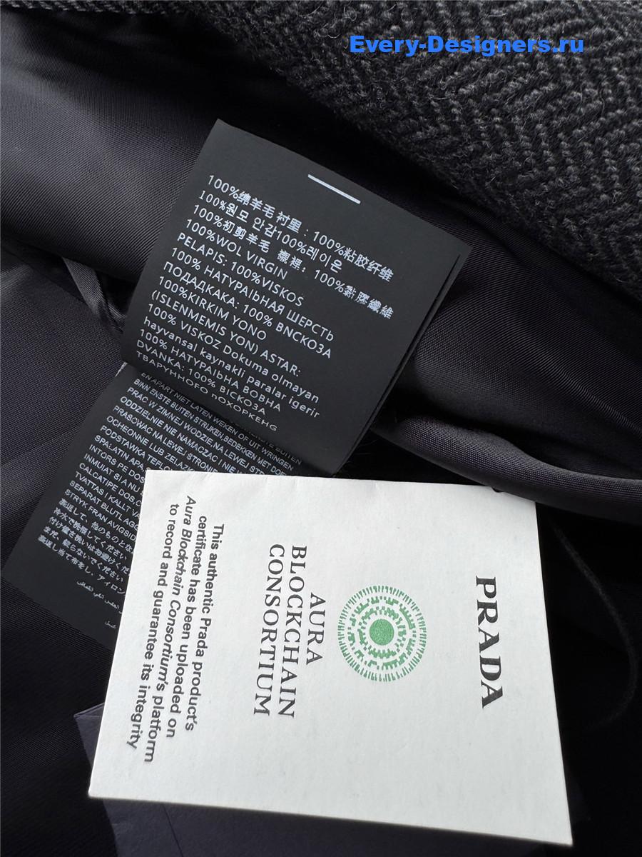 Pra*a single-breasted chevron wool jacket