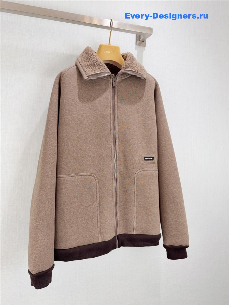 Miu Miu Neutrals Fleece Bomber Jacket
