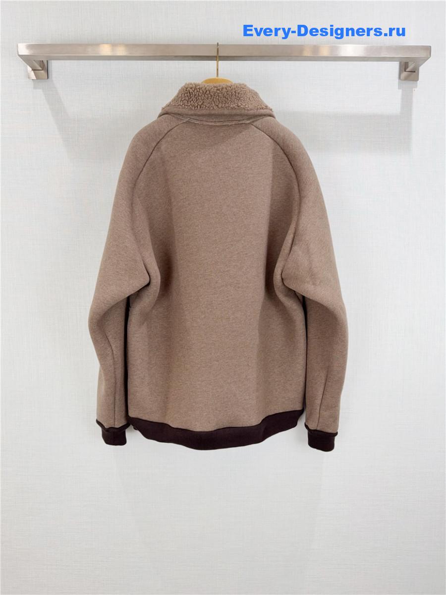 Miu Miu Neutrals Fleece Bomber Jacket