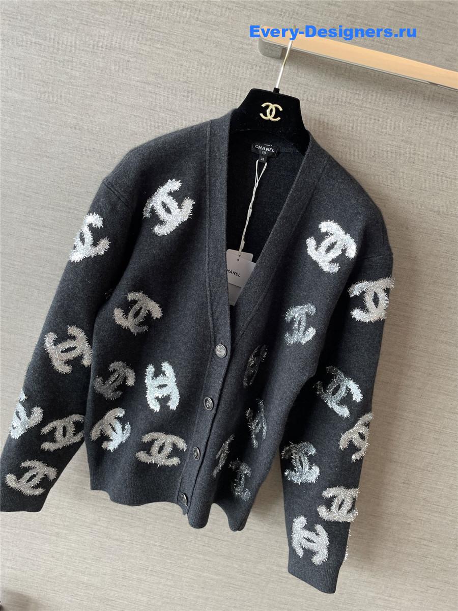 Ch**el sequin cc black cardigan