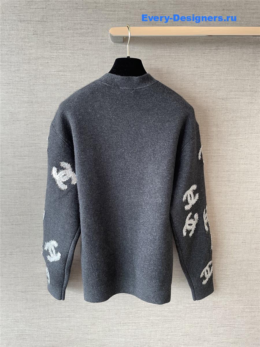 Ch**el sequin cc black cardigan