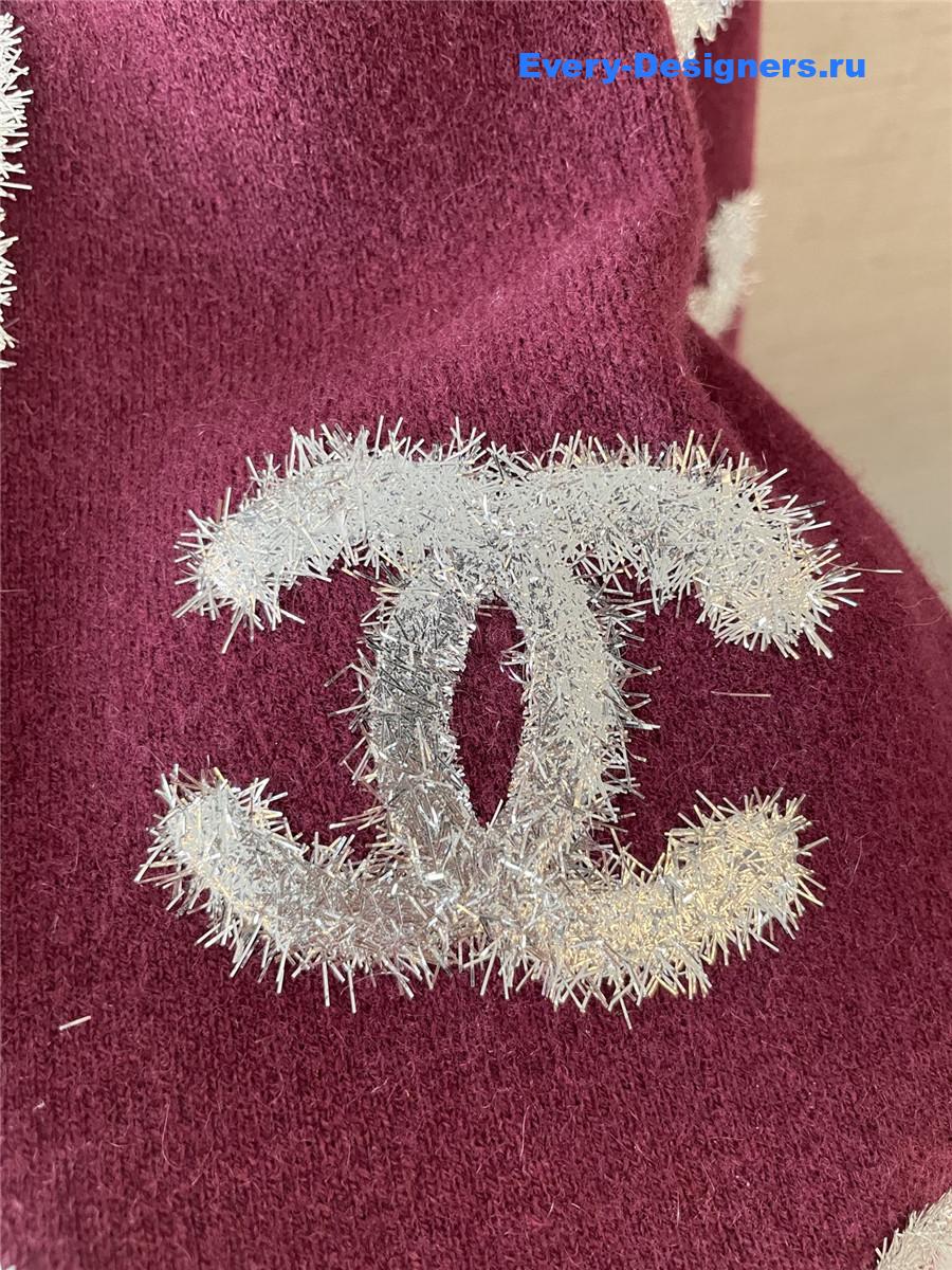Ch**el sequin cc burgundy cardigan