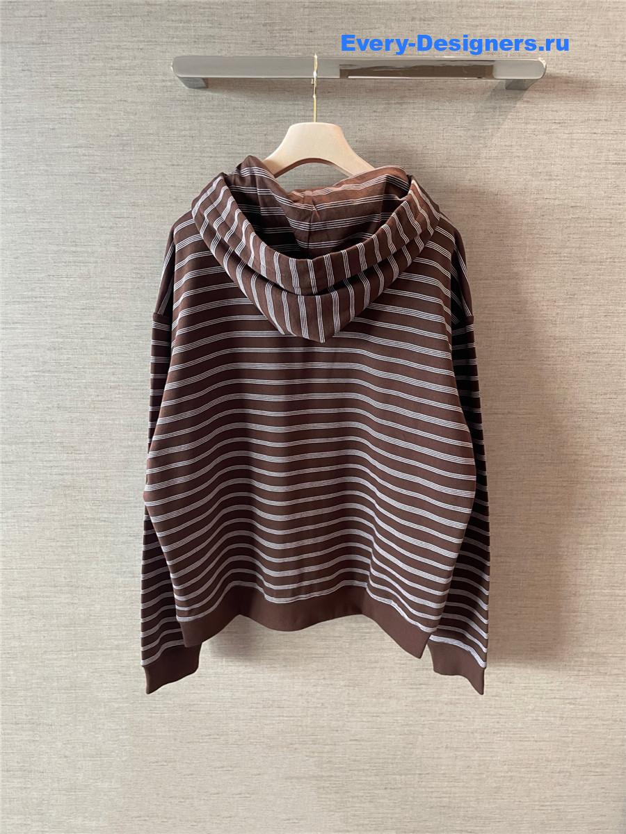 Miu Miu Women Striped Cotton Fleece Hoodie