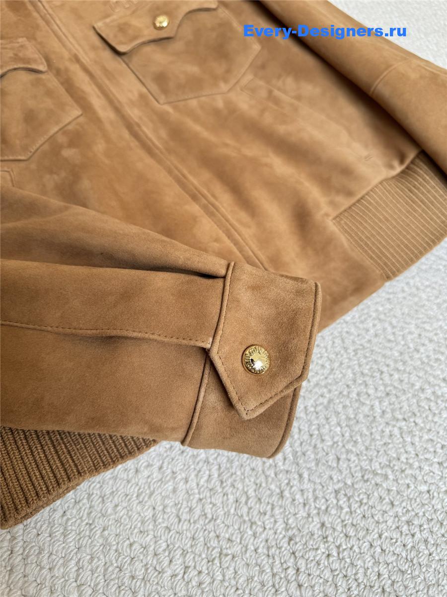 Miu Miu Brown Suede Nappa Leather Jacket