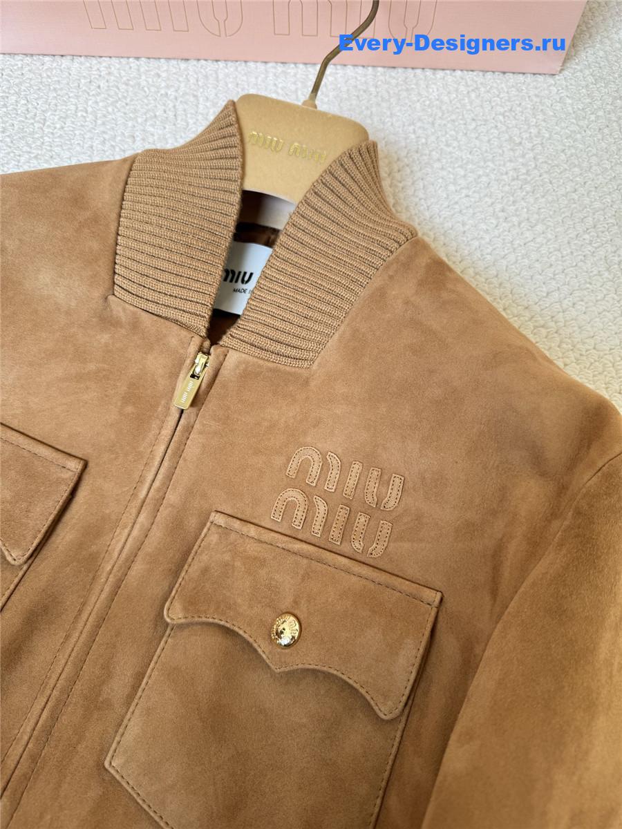 Miu Miu Brown Suede Nappa Leather Jacket