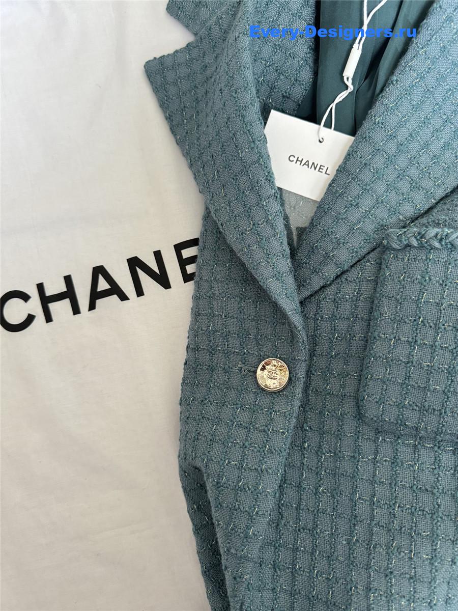 Ch**el green tweed braided blazer