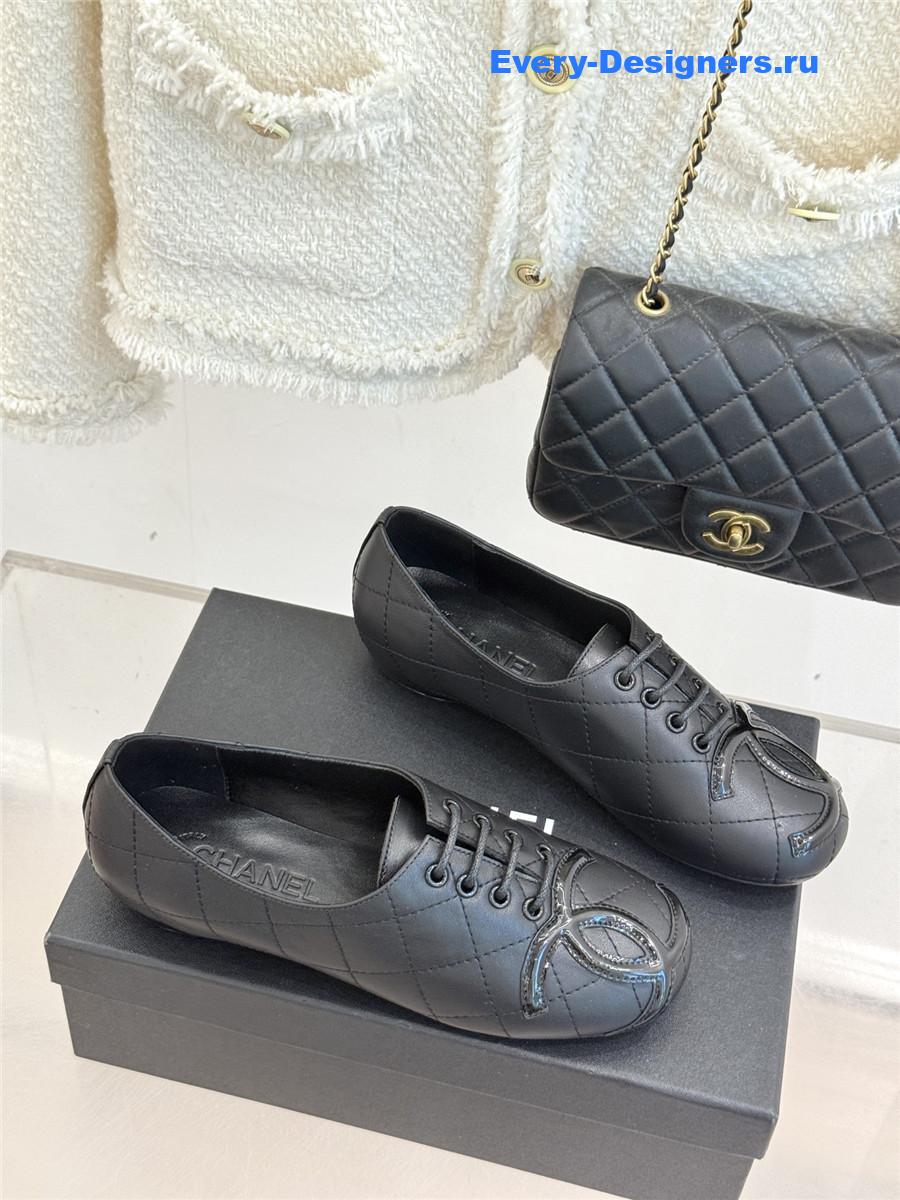 Ch**el black leather ballet flats