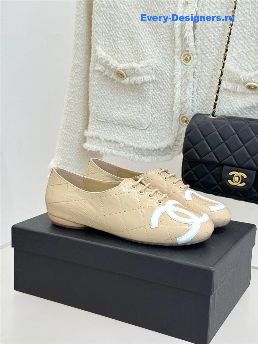 Ch**el beige leather ballet flats
