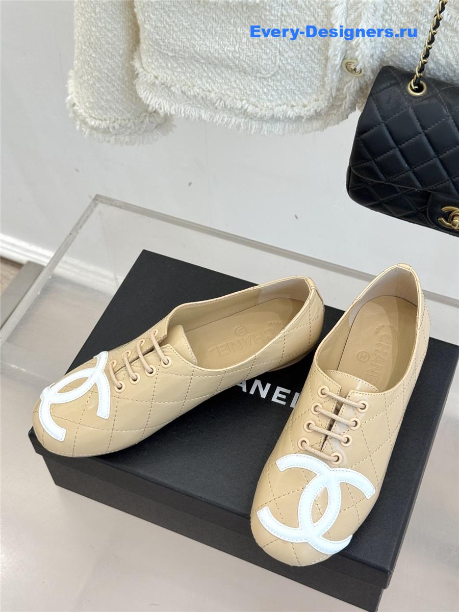 Ch**el beige leather ballet flats