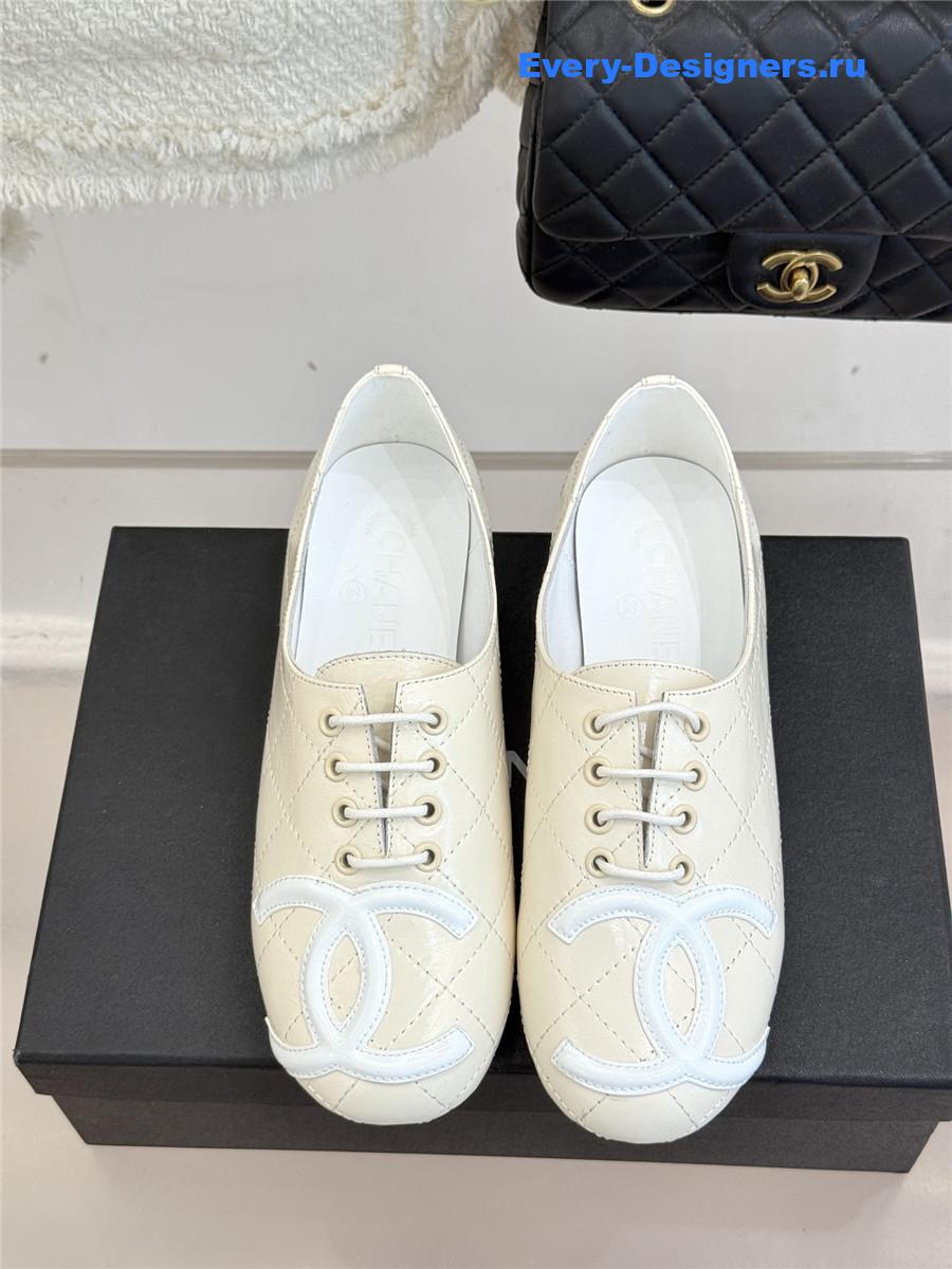 Ch**el white leather ballet flats