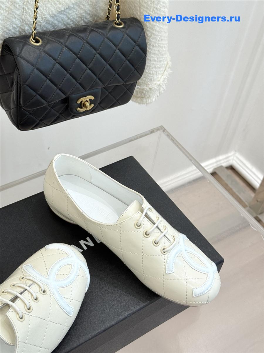 Ch**el white leather ballet flats