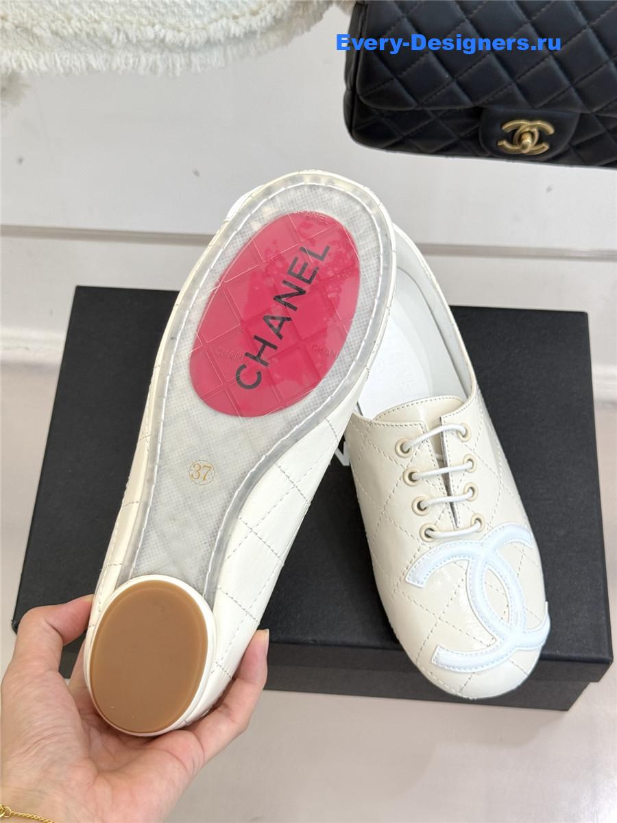 Ch**el white leather ballet flats
