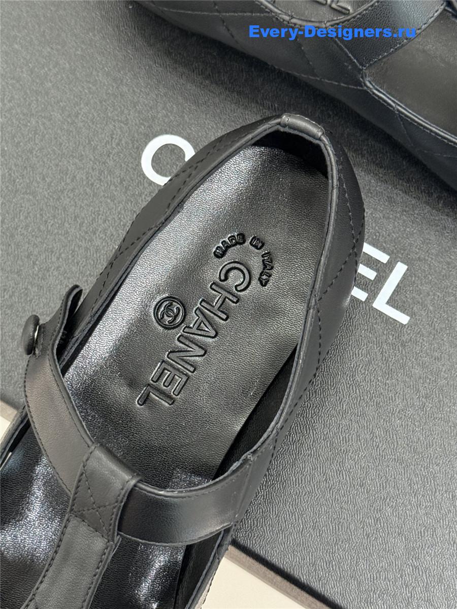 Ch**el classic black cc t-strap ballet mary jane flats