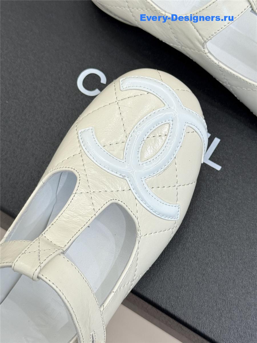 Ch**el classic  white cc t-strap ballet mary jane flats