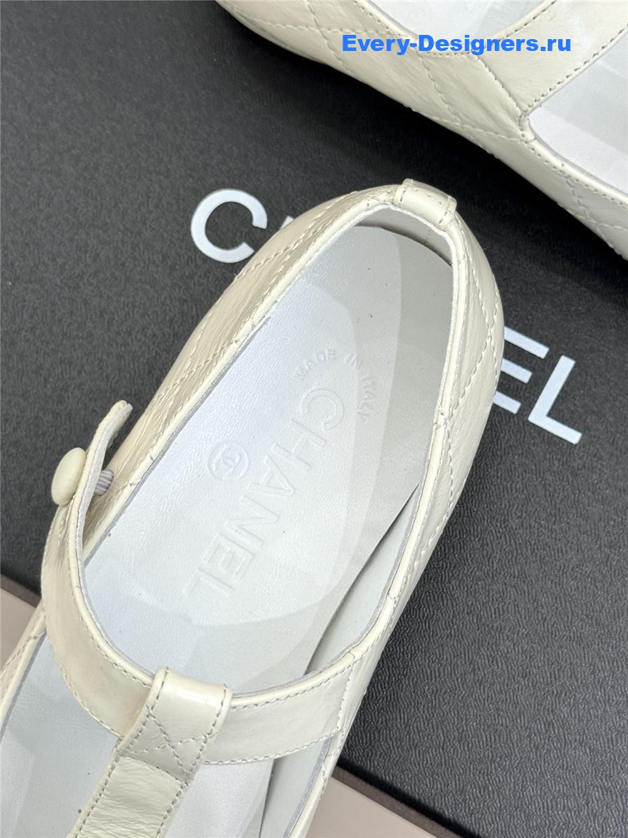 Ch**el classic  white cc t-strap ballet mary jane flats