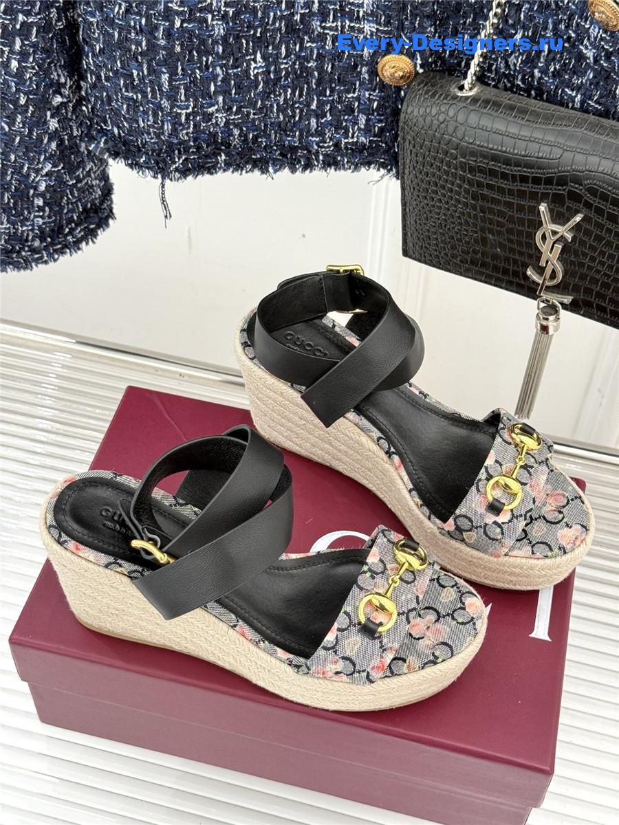 Gvc*1 lady horsebit gg platform espadrille sandals