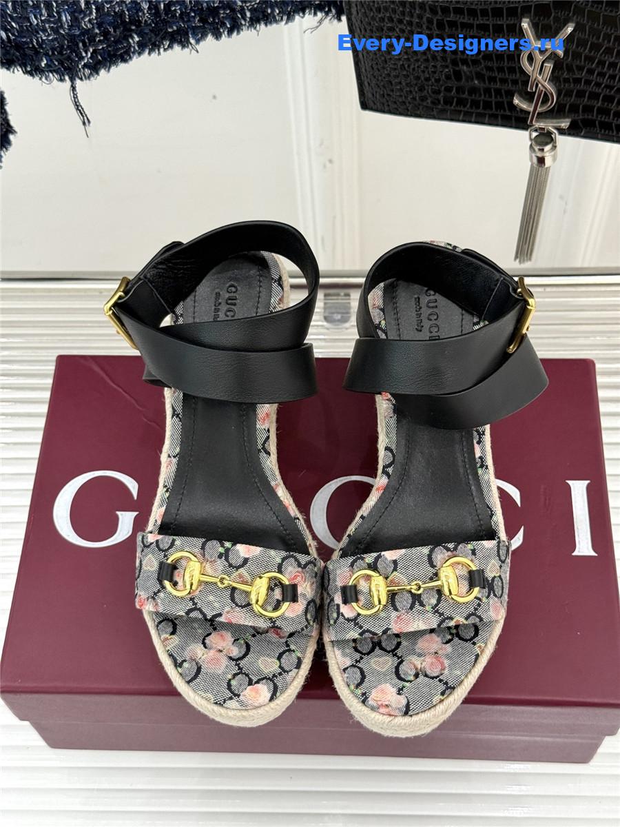Gvc*1 lady horsebit gg platform espadrille sandals