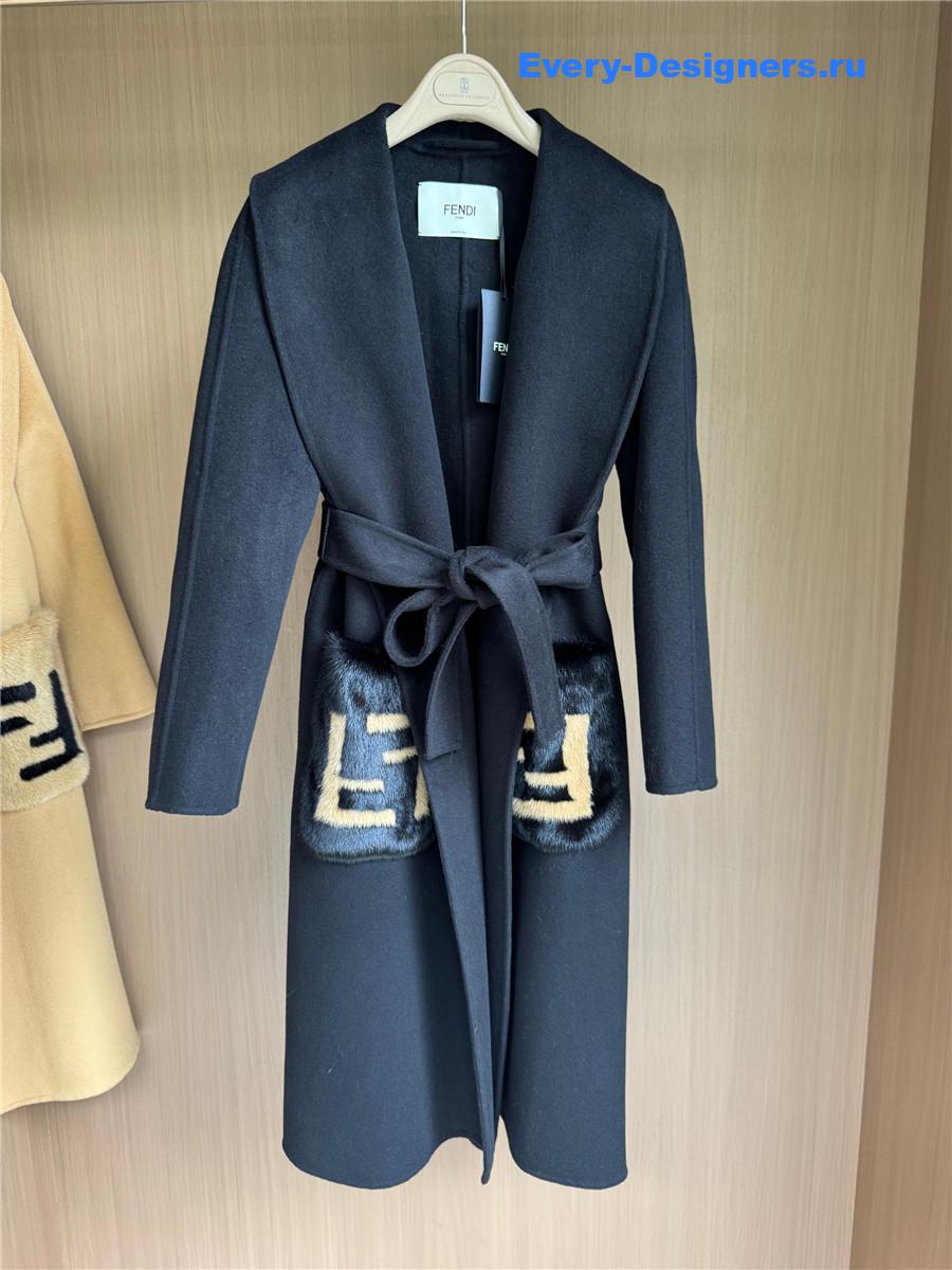 F**di black cashmere coat