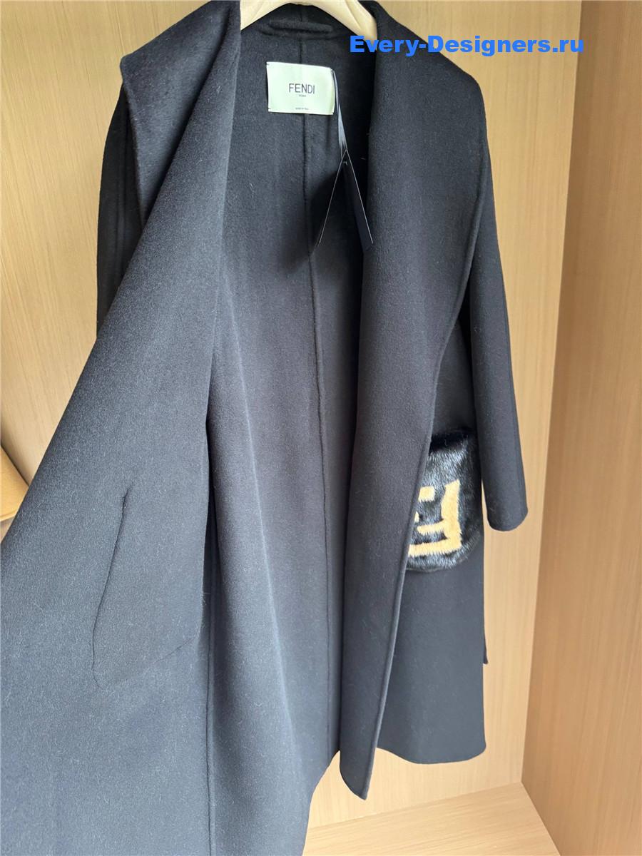 F**di black cashmere coat
