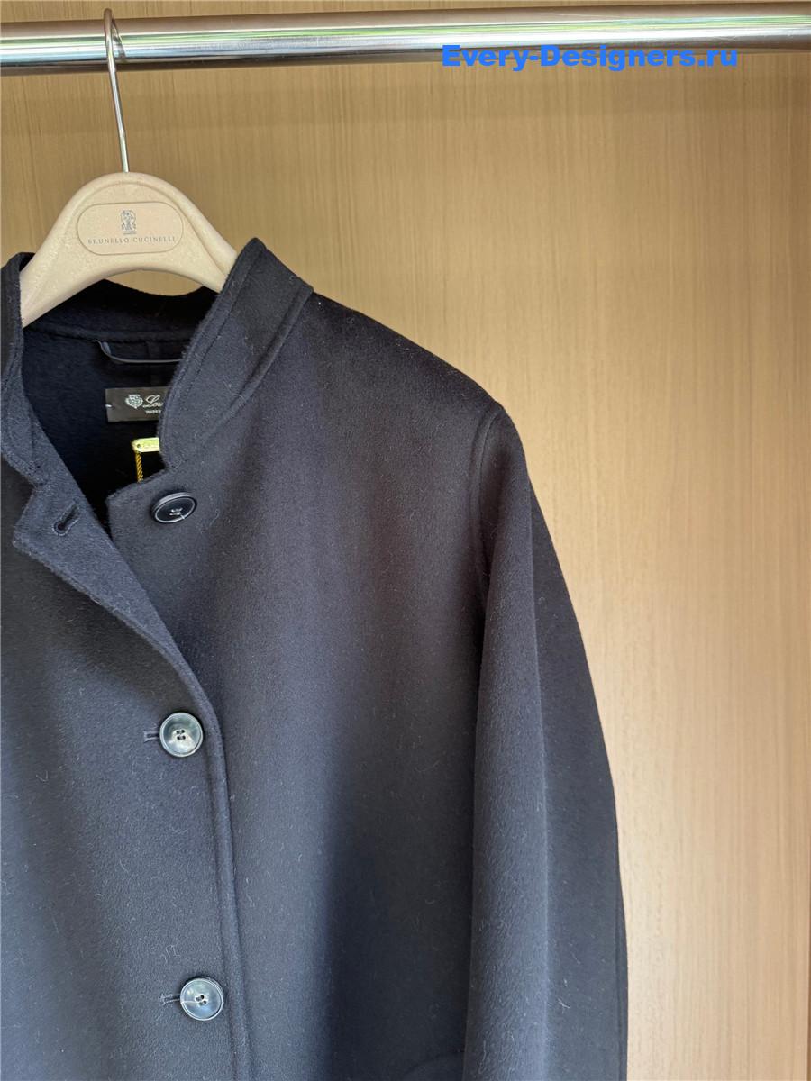 L0r0 P1ana black stand collar cashmere coat