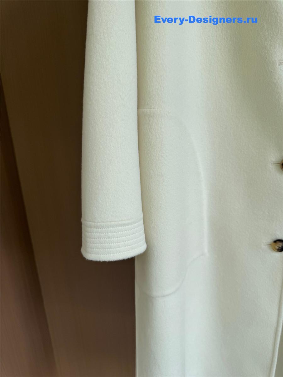 L0r0 P1ana white stand collar cashmere coat