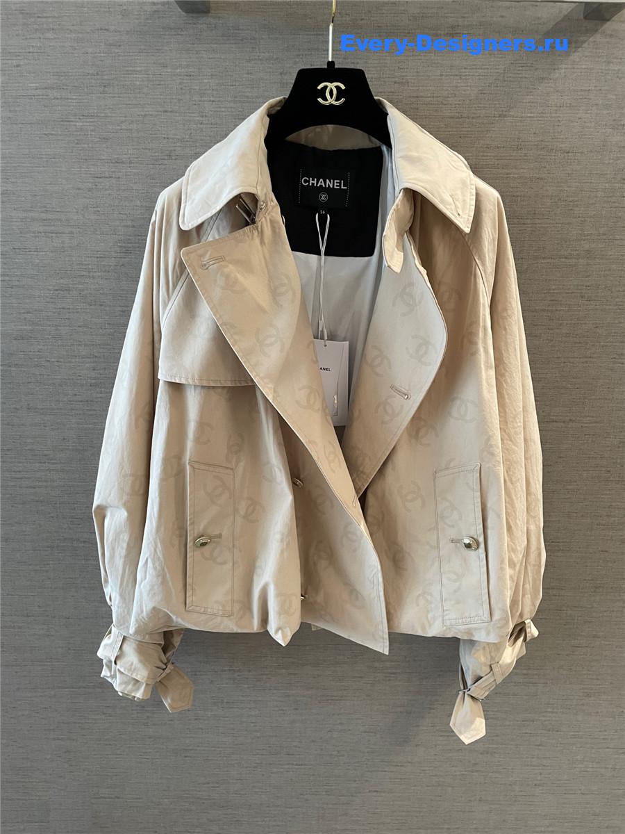 Ch**el neutrals cc logo trench coat