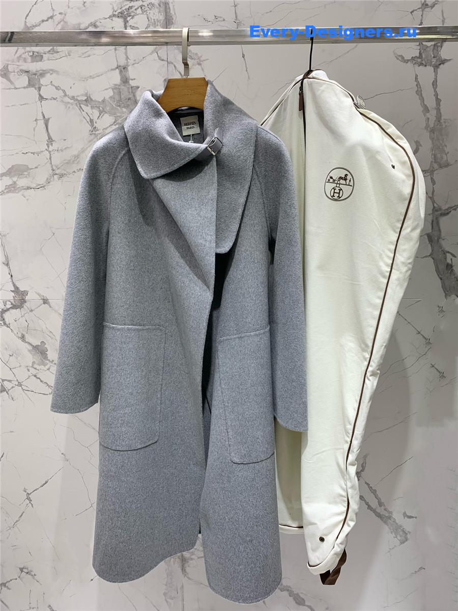 H**me5 stand collar cashmere grey coat