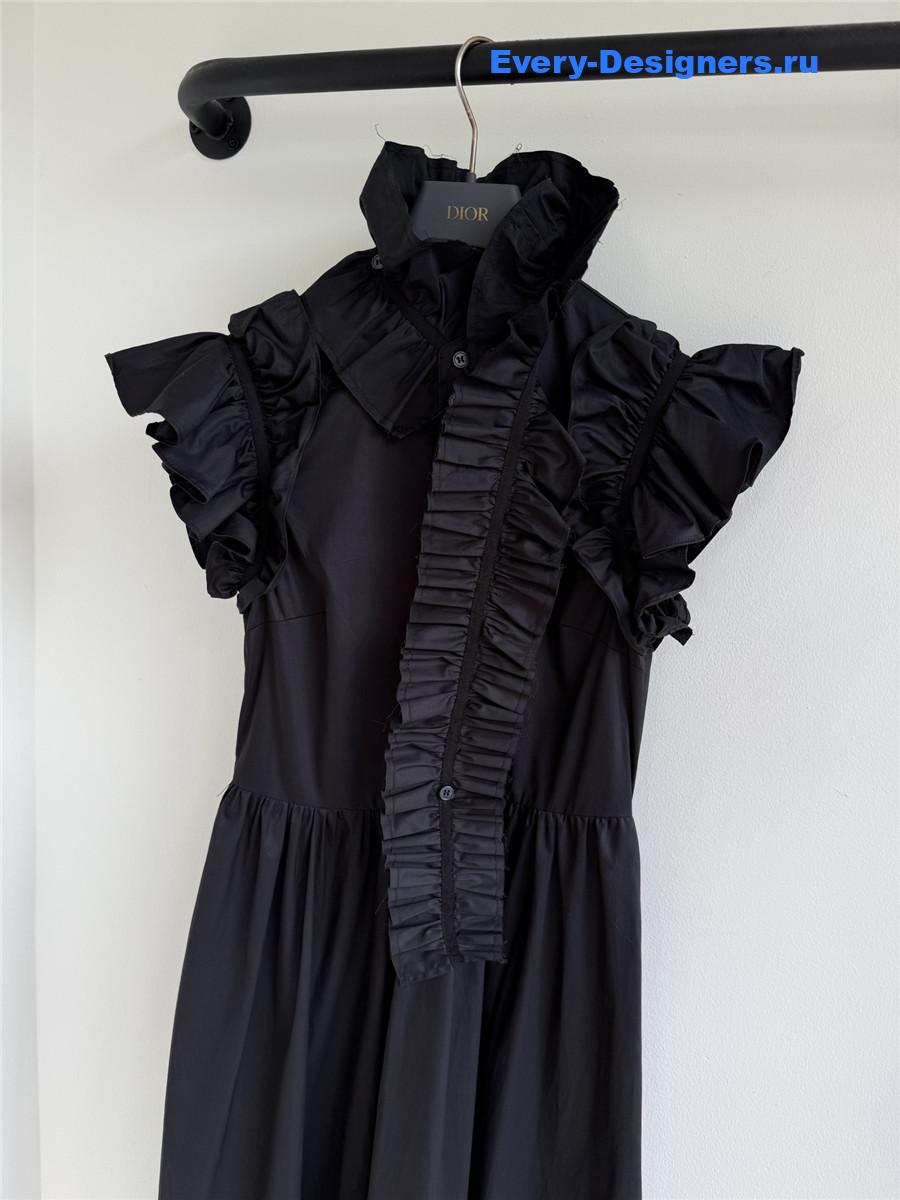 D10r black removable ruff collar long dress