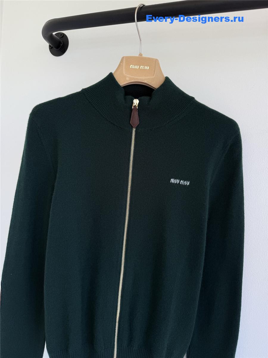 Miu Miu green turtleneck knitted long-sleeved sweater