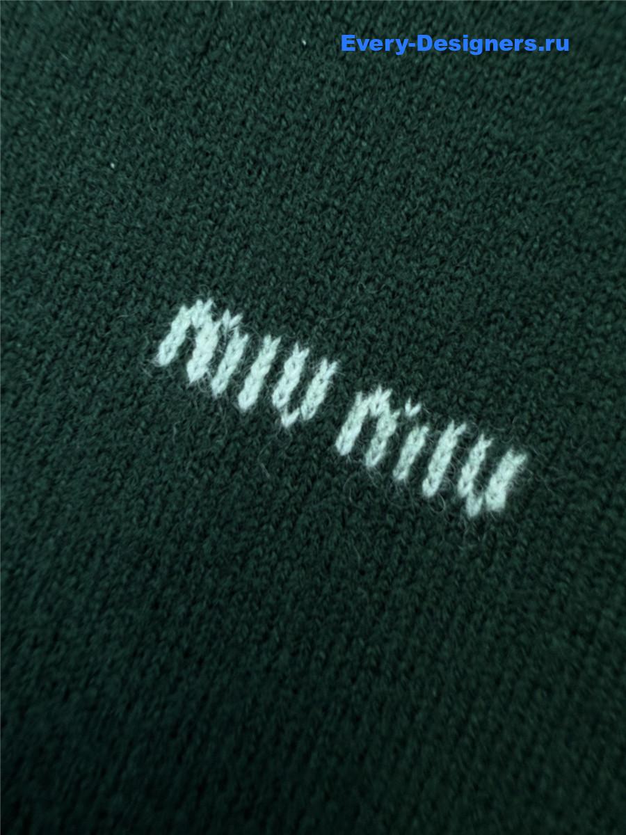 Miu Miu green turtleneck knitted long-sleeved sweater