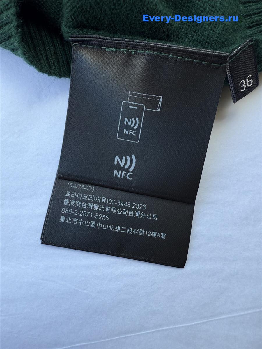 Miu Miu green turtleneck knitted long-sleeved sweater