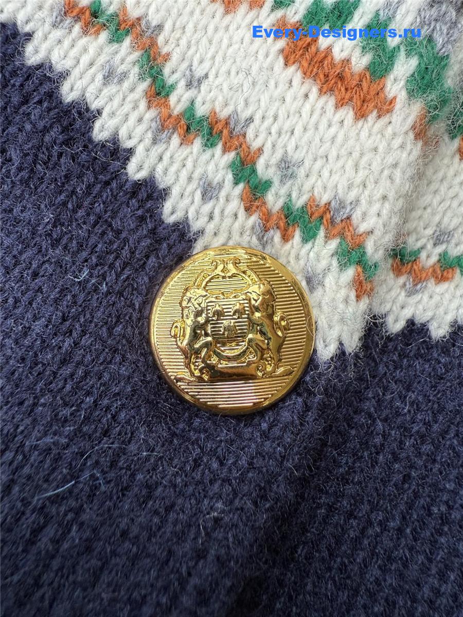 Ce1i*e logo jacquard-knit crewneck cardigan