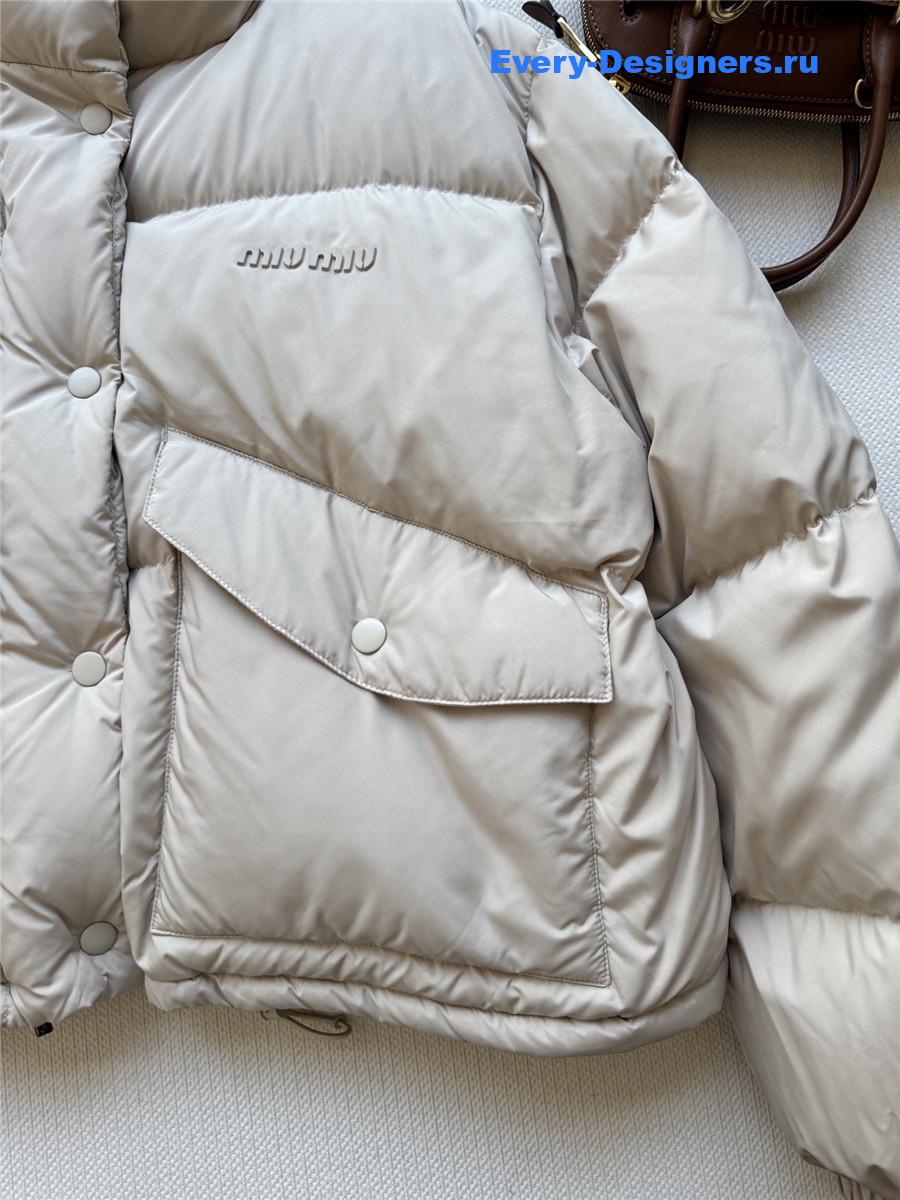Miu Miu Sand Beige Technical Pongé Down Jacket