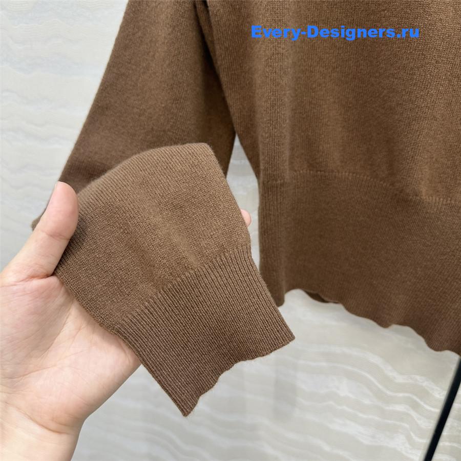 Miu Miu Dark Brown  Cashmere Half-zipper Sweater
