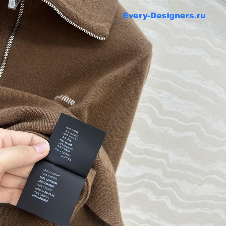 Miu Miu Dark Brown  Cashmere Half-zipper Sweater