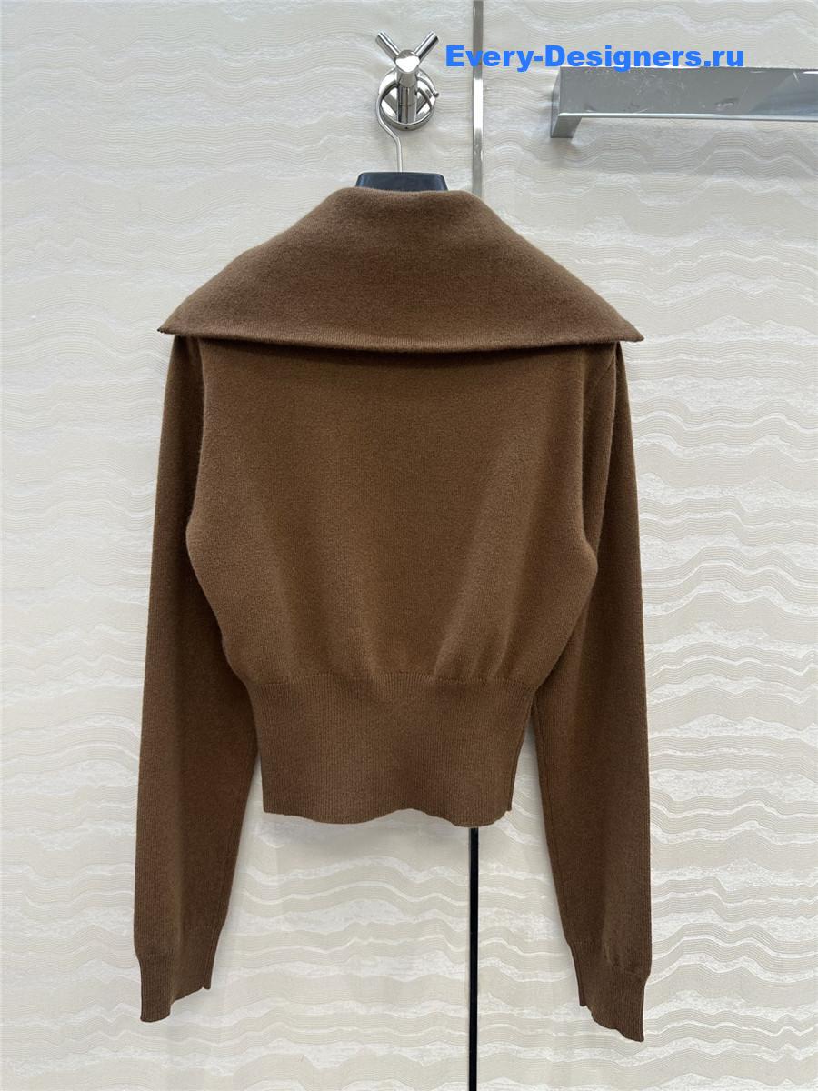 Miu Miu Dark Brown  Cashmere Half-zipper Sweater