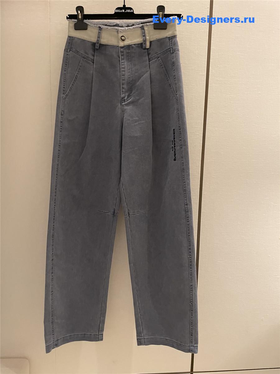 A1exa*der wang grey raw-edge jeans