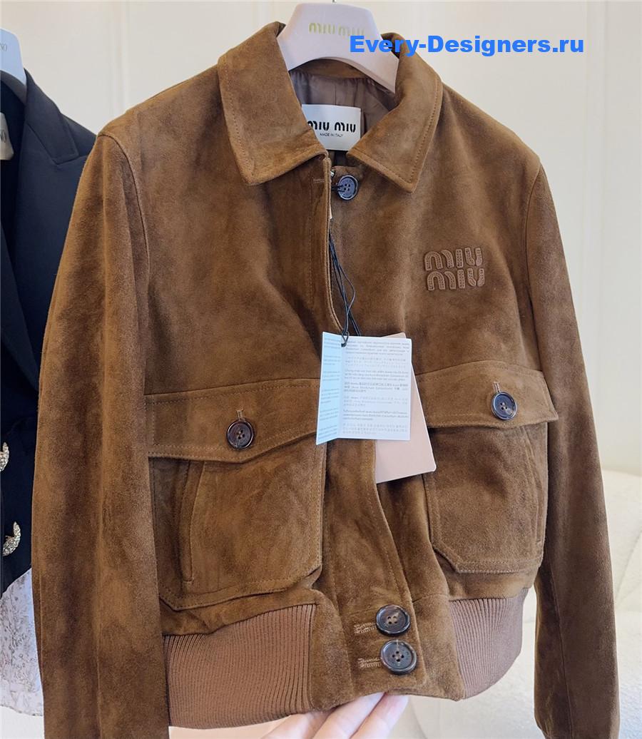 Miu Miu Cinnamon Suede Blouson Jacket