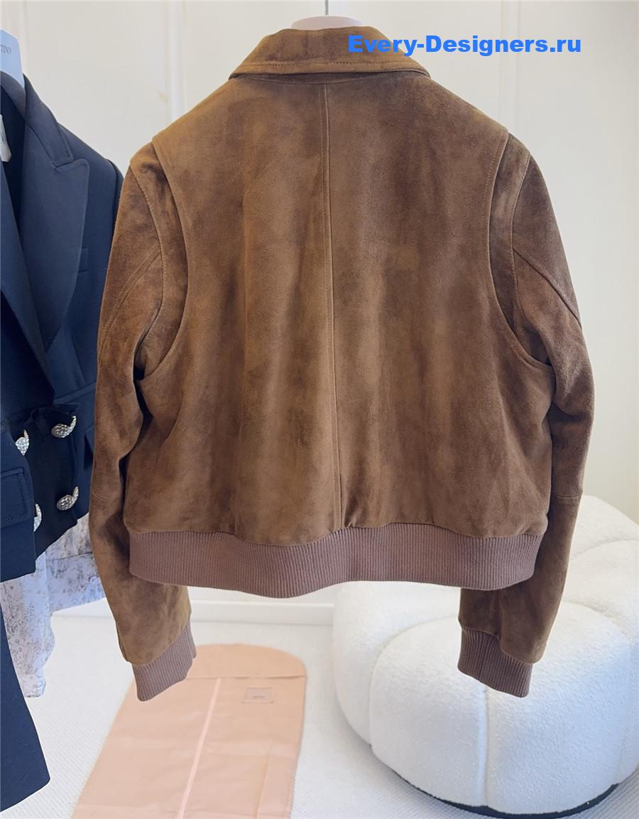 Miu Miu Cinnamon Suede Blouson Jacket