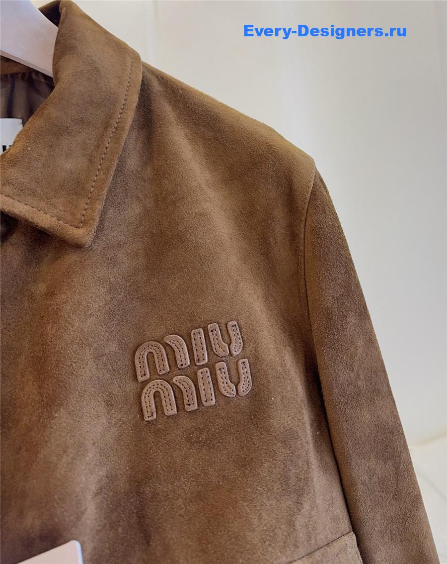 Miu Miu Cinnamon Suede Blouson Jacket