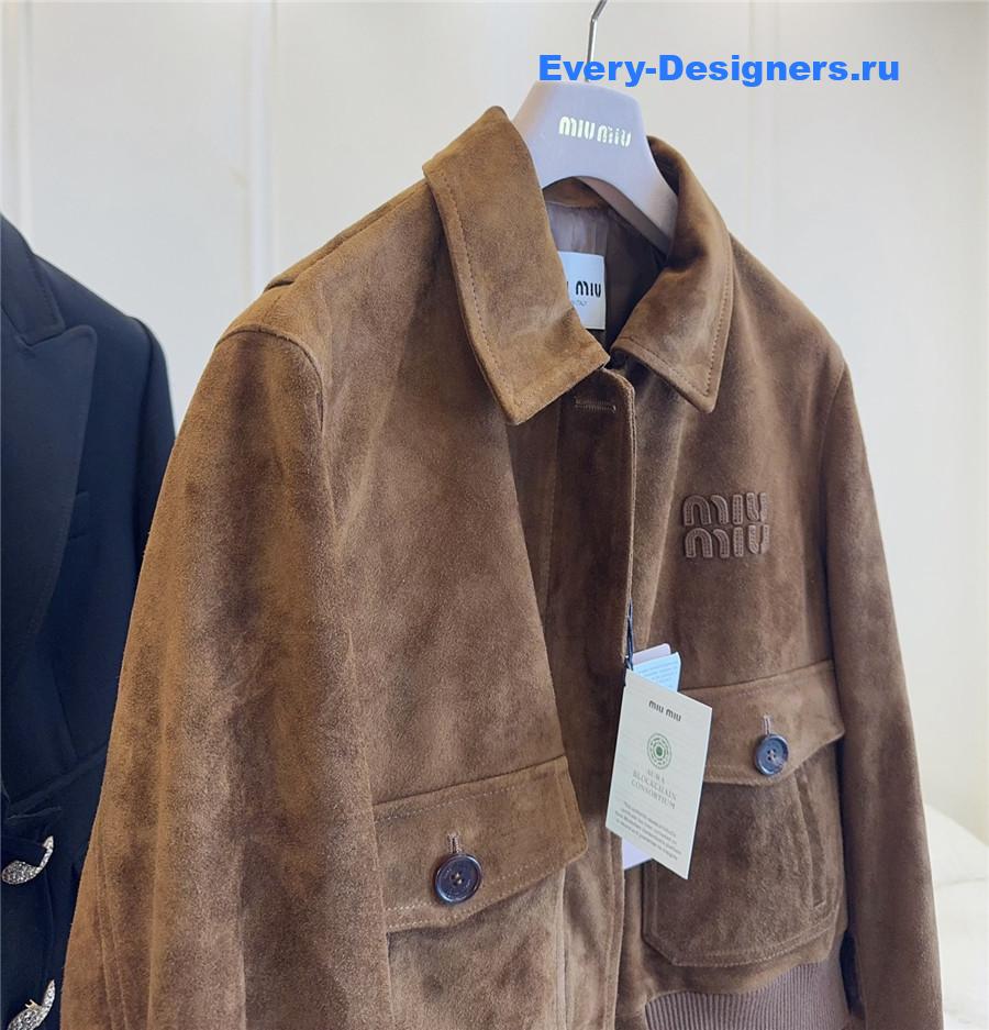 Miu Miu Cinnamon Suede Blouson Jacket