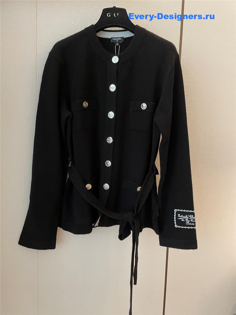 Ch**el black belted cashmere cardigan