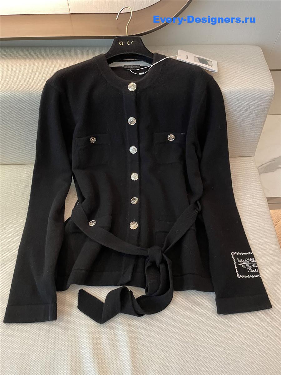 Ch**el black belted cashmere cardigan