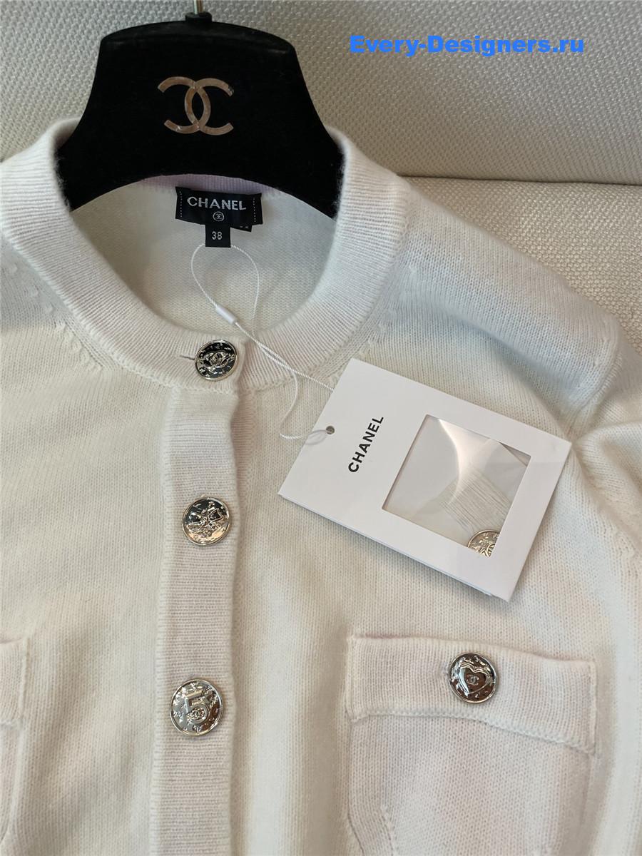 Ch**el white belted cashmere cardigan