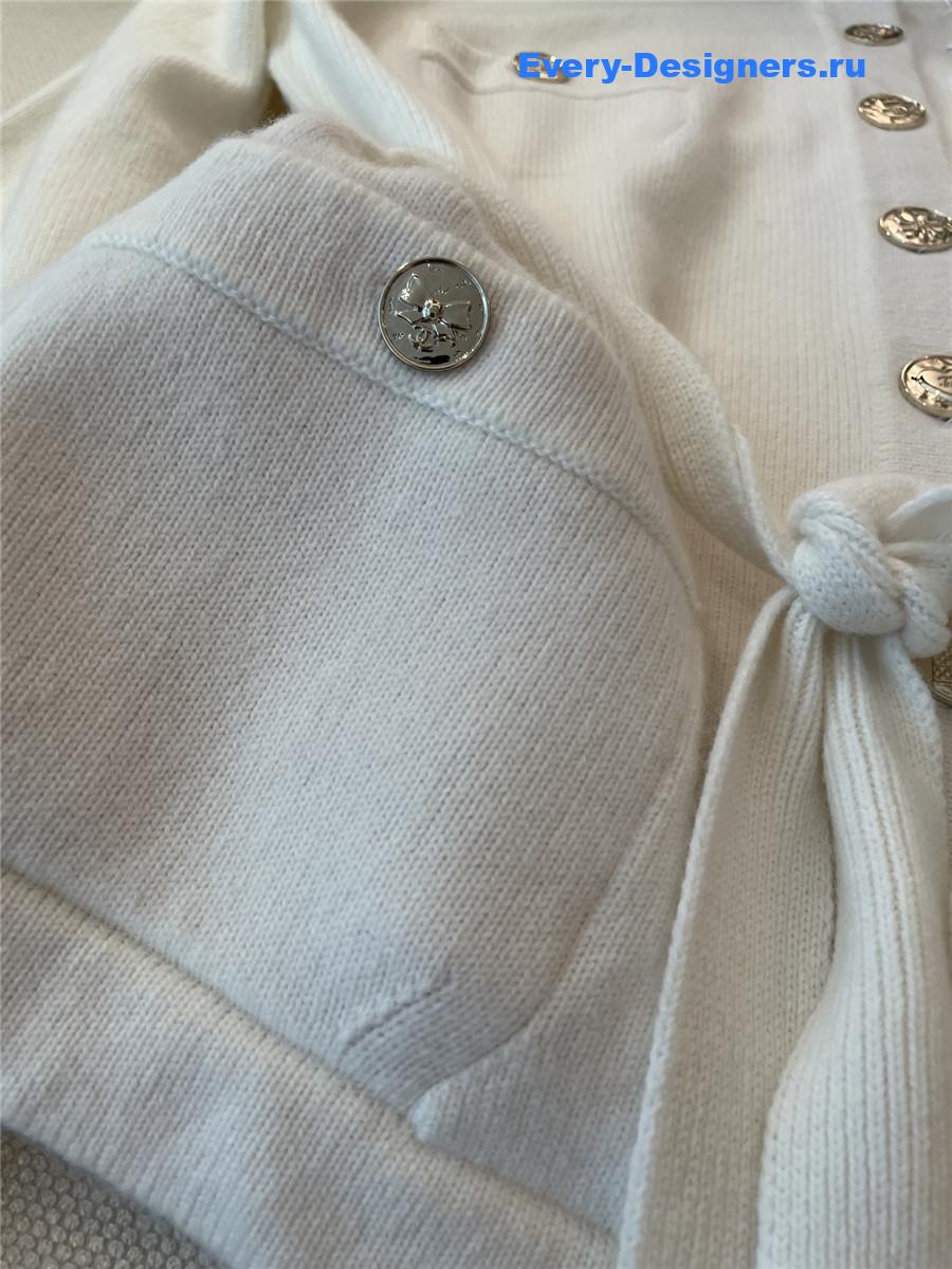 Ch**el white belted cashmere cardigan