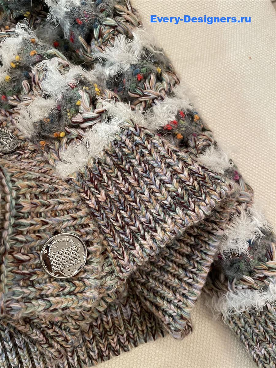 Ch**el v-neck colorful striped knitted cardigan