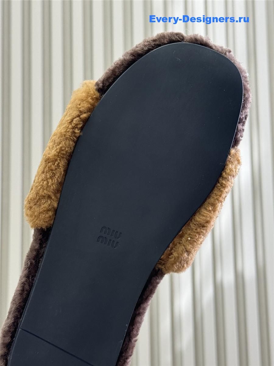 Miu Miu Brown Wool Slippers