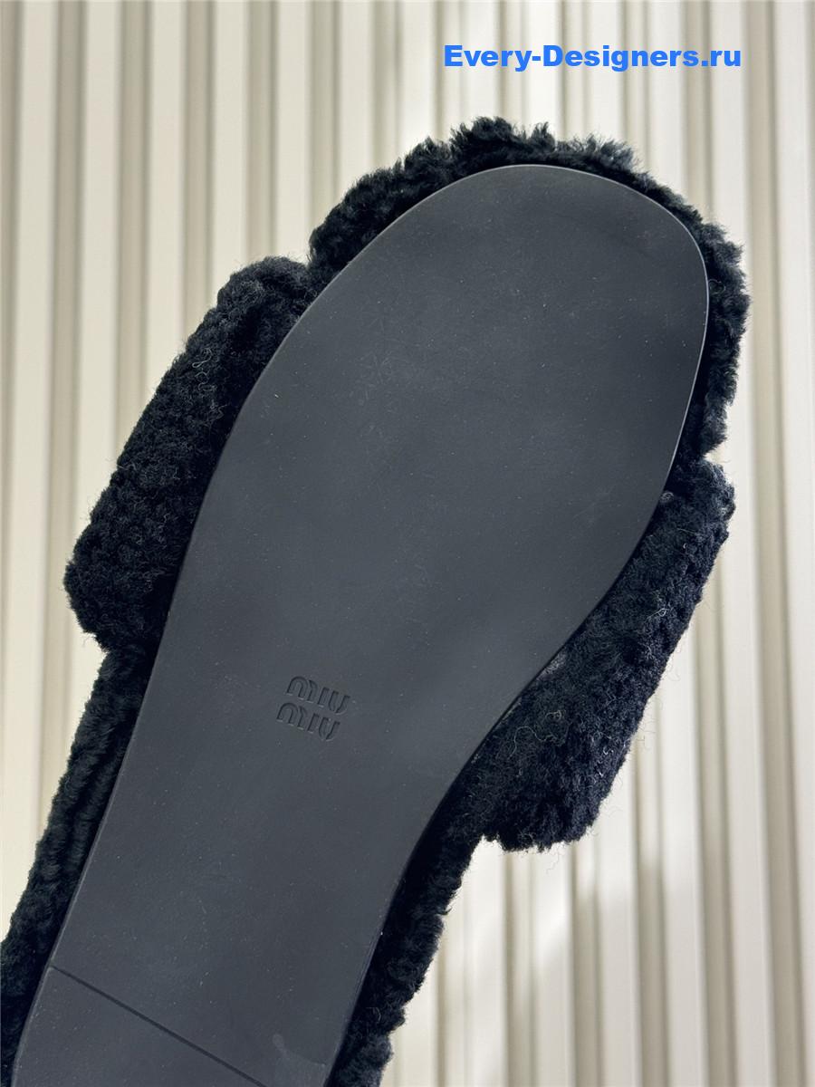 Miu Miu Black Wool Slippers