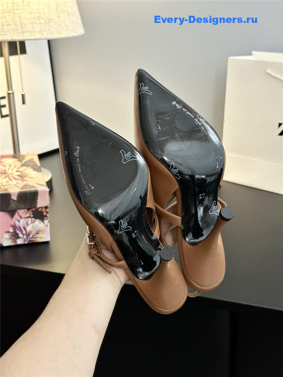 Dolce & Gabbana Embellished Beige Leather Slingback Pumps